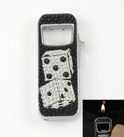 Fashion Cigarette Refillable Rhinestone "Dice" Butane Gas Lighter