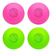 Signature Lacrosse Ball Set - Massage Balls, Myofascial Release Tools, Back Roller, Muscle Knot Remover, Firm Rubber -Scientifically Designed for Durability (Green/Pink, 4 Balls)