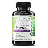 Prenatal 1-Daily Multi - Multivitamin with Coenzyme Folic Acid Plus "Gentle" Iron - Support for Pregnant & Lactating Women - Emerald Labs - 30 Vegetable Capsules