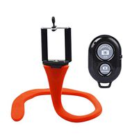 AMOUSTORE Silicone Selfie Stick, Mobile Stand Flexible Tablets Phone Holder Mount Bracket 360°Rotation Freely Adjustable Suitable for Any Site (Red)