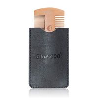Wooden Beard Comb & PU Leather Case for Men,Fine & Coarse Teeth, Top Pocket Comb for Beards & Mustaches Anti-Static Real Wood Comb for Every Day Use