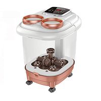 GJJ Foot Tub, Fully Automatic Footbath, Electric Massage Heating Health Foot Bath Barrel, Home Foot Massage Machine,Pink,A