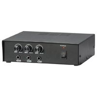 Compact Mini Public Address Amplifier - 50W Home Power Audio Sound PA Receiver System W/ Aux, 2 Microphone Inputs, Independent Volume Control, Power Cable, for 4 to 8ohm Speakers - Pyle PMSA20