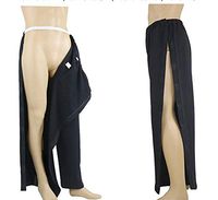 BMDHA Patient Pants Patient Care Clothes Open Crotch Pants Cotton Zipper, Clothing for Surgery Patients/Disability/Arthritis/Fracture/Bedridden Patients/Elderly/Wheelchair,Black,XL