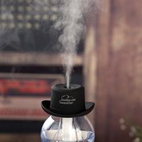 ON USB Mini Cowboy Hat Cap Portable Watter Bottle Humidifier Essential Oil Diffuser Aromatherapy Mist Maker for Office Home SPA Travel Car Black
