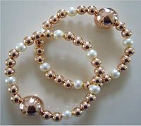 Queasy Beads® ~ Two (2) Authentic Stylish Motion Sickness Bracelets in Radiant Rose Gold ~ Genuine, High Quality Rose Gold and Swarovski Crystal Pearls for Fashionable Nausea Relief