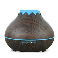 400ml Aroma Essential oil Diffuser - Exqline BPA Free Ultrasonic Cool Mist Aromatherapy Diffuser with 7 Color LED Lights and 360 Degree Directions of Mist Output for Home Office (Black 2)