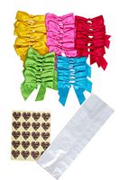 Party Favor Goodie Plastic Bag Clear Bags Cello Type, 50 Party Favor Bag with 50 Twist Ties Bows and 50 Thank You Stickers, Amazing for Gift Wrapping Mugs, Teddy, Birthday, Bakery, Bread (5x3x15)