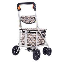 Standard Walkers Walker Stable Leisure Seat Accessible Elderly Children's Walker Foldable Roller Assist Four-Wheeled Trolley Easy to Go Out (Color : Brown, Size : 485892cm)