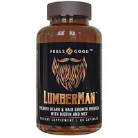 Lumberman Premier Beard & Hair Growth Vitamin Formula - Stronger Healthier Hair. Hair Growth Supplement w/Biotin, MCT, Vitamin D3 & B5 Folate & More - Supplement for All Hair Types - Feelz Good