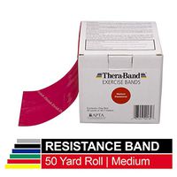 TheraBand Resistance Bands, 50 Yard Roll Professional Latex Elastic Band for Upper & Lower Body & Core Exercise, Physical Therapy, Pilates, at-Home Workouts, Rehab, Red, Medium, Beginner Level 3