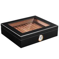 Humidors Cigar Moisturizing Box Cedar Wood Cigar Transparent Skylight Cigar Box Cigar Cabinet Cigar Accessories (Color : Black, Size : 22266.8cm)
