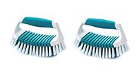 Joy Mangano MiracleClean Flexi-Curve All Purpose Heavy Duty Scrub Brush with Comfort Grip for Kitchen, Bathroom, Floor, Carpet and More (Teal, 2)