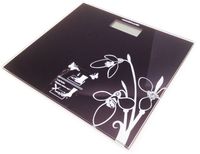HOMEIMAGE 330 Lbs. Black Pearl Glasstop Finished Digital Bath Scale - Spring Flower