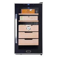 Whynter CHC-172BD Elite Touch Control Stainless 1.8 cu.ft. Cigar Humidor, Stainless Steel Trimmed Glass Door with Sleek Black Cabinet, Holds Up to 350+ Cigars, Freestanding Setup
