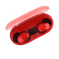 Earphones with Mic, Wireless Bluetooth Stereo Sound Ear buds with Noise Cancelling Invisible TWS Charging Box Battery Display Multi Function Sports Mini Hands-Free Headsets (Red) Boens