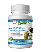 LEAN Nutraceuticals MD Certified Digestive Enzyme Supplements Plant Based Pancreatic Enzymes for Digestion, Lipase, Protease, Fat - 13 Food Enzymes for Women, Ultra IBS Solution Bloating 90 Caps