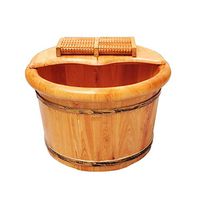 BelleLotus Wooden Foot Basin,Solid Wood Foot Tub, Pedicure Bowl Spa Massage Cedar Pedicure Barrels Household Foot Bath Barrel,with lid with Massager