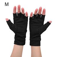 Huakii Open Finger Compression Gloves, Arthritis Infused Content Therapy Gloves for Pain Relief (M)