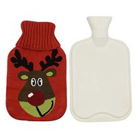 2 Liter Classic Rubber Hot Water Bottle with Cute Cartoon Knit Cover for Cramps Pain Relief