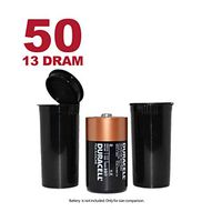 W Gallery 50 Black 13 Dram Pop Top - Airtight Smell Proof Vials - Plastic Medical Grade Prescription Bottles for Pills Herbs Flowers Supplements, Bulk Pack, Not Glass Jars