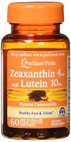 Puritans Pride Zeaxanthin 4mg with Lutein 10mg Softgels, 60 Count