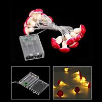 Oliwui 2M 20LED Mushroom String Light Lamp with Battery Box Garden Party Decor UL Mushroom String