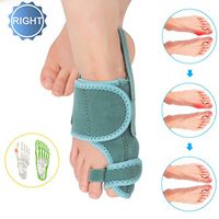 Bunion Corrector Big Toe Splint Brace Adjustable Size Toe Straighteners Separator Day and Night Relief for Bunion Pain Hallux Valgus, Overlapping Toe, Turf Toe,Blue,Right