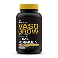 Dedicated Nutrition Vaso Grow, 24hr Pump Formula with Patented Arginine Nitrate (NO3-T) and Citrulline Nitrate (NO3-T) for Muscle Growth, Pumps, Vascularity, Energy. 250 Veggie Caps