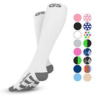 Go2Socks Compression Socks for Men Women Nurses Runners 20-30mmHg Medical Stocking Athletic (White, L)