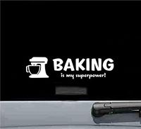 JS Artworks Baking is My Superpower Vinyl Decal Sticker (White)