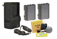 Canon High Capacity Lithium Ion Replacement for Canon NB-2LH - 2 Batteries (1300Mah) + AC/DC Rapid Travel Charger + Nwv Direct 5 Piece Cleaning Kit