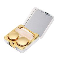Portable Marble Surface Mirror Square Soaking Contact Lens Case Lens Storage Soaking Case for Protecting Your Eyes(golden)