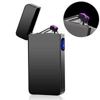 Dual Arc Plasma Lighter USB Rechargeable Windproof Flameless Butane Free Electric Lighter for Cigar,Cigarette,Candle (Black)