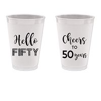 50th Birthday Frost Flex Plastic Cups - Hello 50, Cheers to 50 Years