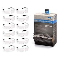 1 Dozen Clear Ztek Safety Glasses with 100 Lens Cleaning Towelettes Combo Package