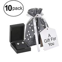 Small Premium Fabric Gift Bags (Pack of 10) Organza with Lining and Satin Ribbon Holiday Christmas – Grey Polka Dot – 6" x 8" for Compact Gifts Like Jewelry, Candy, trinkets
