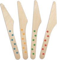 CaterEco 100-Piece Birchwood Compostable Knives, Flowers Print