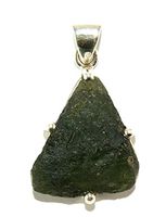Moldavite Sterling Silver Pendant Pyramid Natural Crystal MOLDP1807