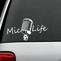 Yilooom J1018 Mic Life? Microphone Decal Sticker for Car Truck SUV Van Laptop Mac Shure