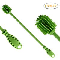 Durable Water Bottle Cleaning Brush, 15 inches Silicone Bottle Brush Cleaner for Washing Vase, Galssware, Sports Bottle, S'well, Yeti, Hydro Flask, Thermos, Cup, Mug, Jar, Tumbler, (Green)