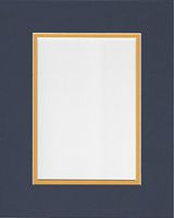 18x24 Navy Blue and Sun Yellow Double Picture Mat, Bevel Cut for 12x18 Picture or Photo