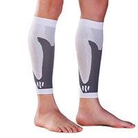 LTHAOO Calf Compression Sleeves -(20-30mmhg) Leg Compression Socks for Shin Splint, Calf Pain Relief - Men Women Sleeve for Running, Cycling, Maternity, Nurses.（White-M）