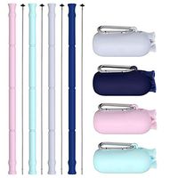 Allyooly Reusable Silicone Straws - 4 Pack 2019 Upgrade Portable Collapsible Straw with Silicone Case and Cleaning Brush BPA Free,for Travel,School,Office,Party Favor(10 Inch)