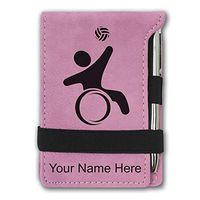 Mini Notepad, Wheelchair Volleyball, Personalized Engraving Included (Pink)