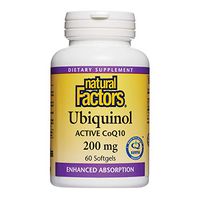 Natural Factors, Ubiquinol Active CoQ10 200mg, Coenzyme Q10 Supplement for Energy, Heart and Cognitive Support, Gluten Free, 60 softgels (60 servings)