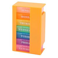 uxcell Plastic Home English Words Print 21 Compartments Pill Storage Box Container Colorful