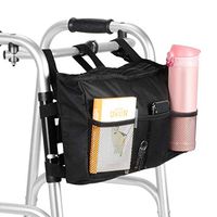 SupreGear Walker Bag, Durable High Quality Folding Rollator Walker Acessories Pouch Tote Organizer for Walker Rollator and Wheelchair, Machine Washable - Black