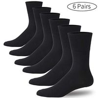 Forcool Unisex Diabetic Cotton Socks, Cushioned Seamless Toe Non Binding Loose Top Dry Fit Better Circulation Diabetes Socks Crew for Men Women Extra Wide, 6 Pairs Black X Large