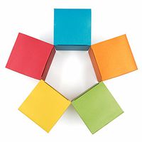 10 Decorative Treat Boxes for Favor Wrapping Gifts 4x4x4 - Vintage European Pearlescent Paper in Assorted Colored (Gold Red Blue Green Orange)